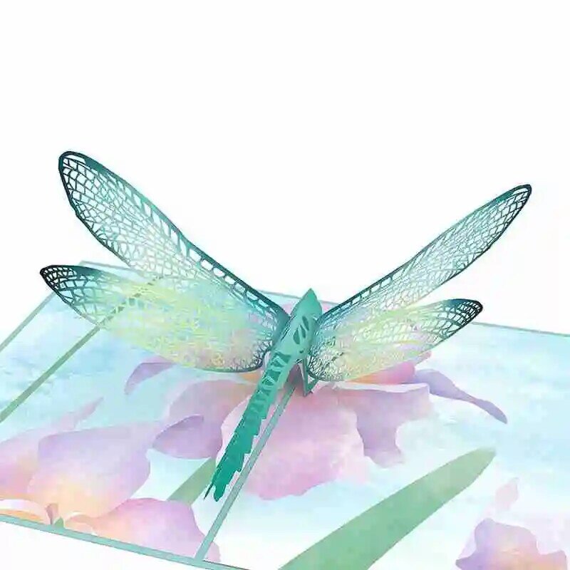 Tarjeta 3D de libélula de la madre, Postales de felicitación hechas a mano para tus regalos, día de la madre U2N1