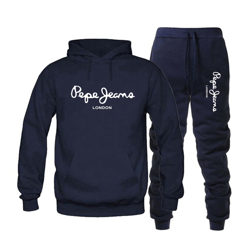 Pepe masculino impressão treino 2 peça de manga longa esporte hoodie e calças outono inverno amantes golfe conjunto sólido jogging terno para o sexo masculino