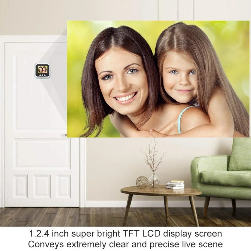 Videow-2.4 인치 비디오 초인종 카메라 LCD 디지털 도어 뷰어 야간 투시경 모션 감지, 홈 도어 보안