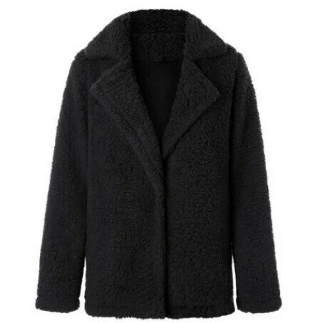 겨울 2021 유럽과 미국의 패션 플러시 자켓, 옷깃-긴팔 솔리드 컬러 여성 자켓, 따뜻한 카디건 탑