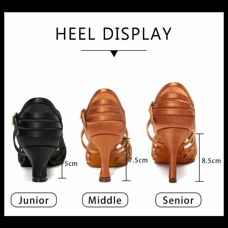 SWDZM-Sapatos de dança latinos com salto alto para mulheres, sandálias de salão com fundo macio, sapatos de dança Tango Salsa para meninas, 7 cm, 8,5 cm