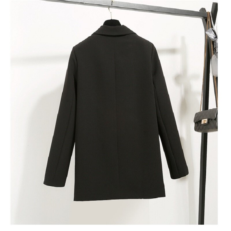 GOOHOJIO 2020 Blazer Wanita Santai Ukuran Besar Baru Jaket Blazer Saku Wanita Kantor Musim Gugur untuk Wanita Mantel Warna Solid untuk Wanita