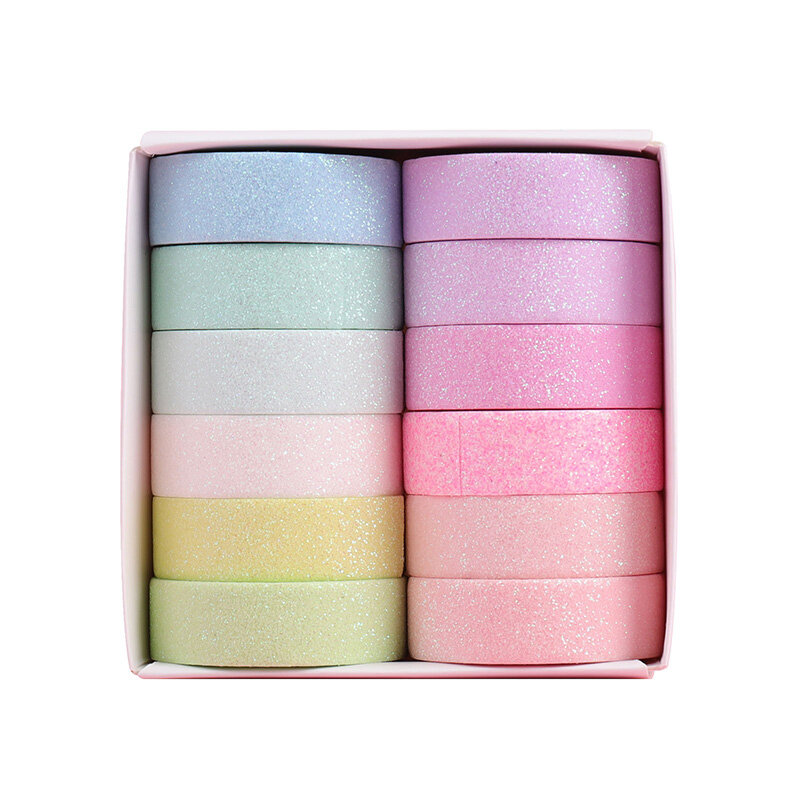 12 unids/set polvo de oro Washi cinta brillo lindo adhesiva cinta decorativa cinta adhesiva adhesivo Scrapbooking diario papelería