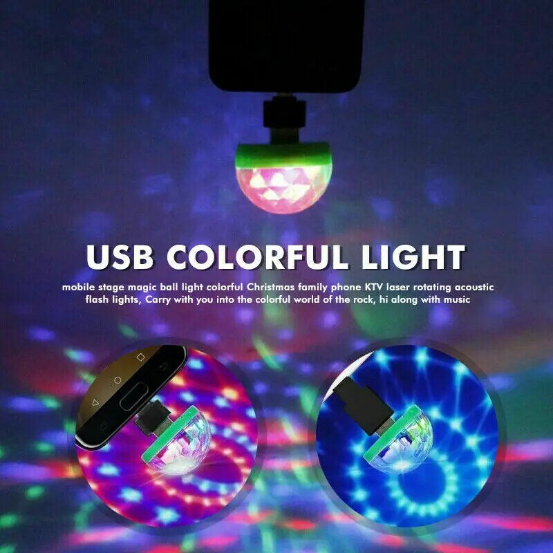 ディスコボール4W,RGB,ディスコ,カラオケ,家庭用の照明エフェクトを備えたミニUSB回転ステージライト