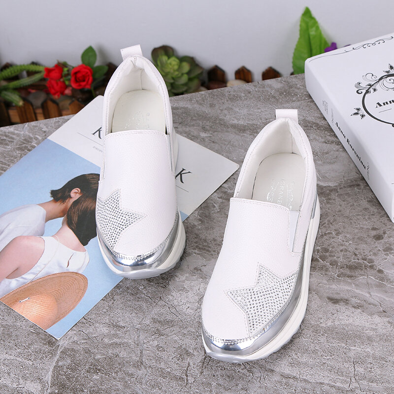 WDHKUN 2020 Thoải Mái Cây Leo Bling Cho Nữ Bạc Giày Đế Người Phụ Nữ Trơn Trượt Trên Đầm Đế Phẳng Giày Zapatos De Mujer