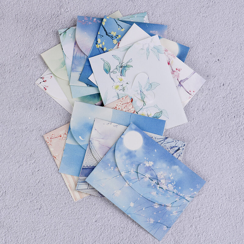 Sobre de papel con flores de Estilo Vintage chino para Carta, papelería creativa, tarjetas postales, álbum de recortes, 10 Uds.