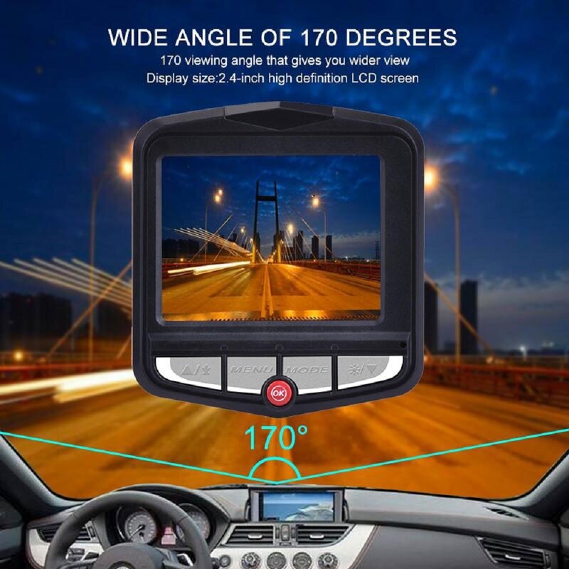 Cámara DVR para coche, videocámara con visión nocturna IR, 1080P, 2,4 ", HD, ángulo de disparo de 170 °, Sensor G