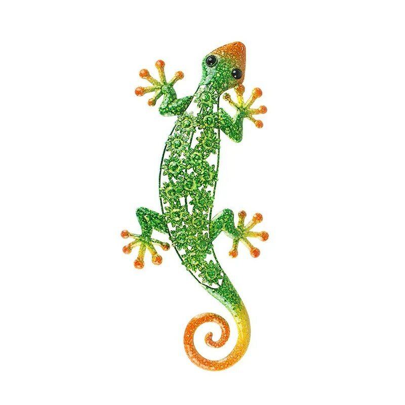 Décoration murale en métal Gecko pour Statues d'animaux en plein air de jardin ou Sculptures décoratives de mur à la maison