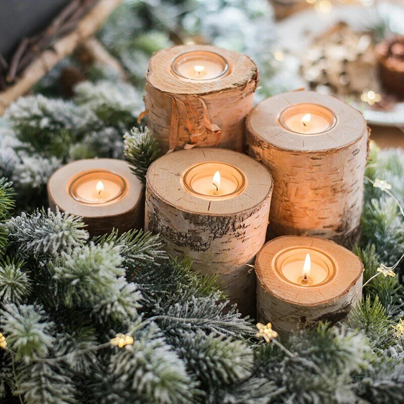 Twórczy drewniany świecznik doniczka na sukulenty taca świecznik stół dekoracja stołu rustykalne wesele świąteczne dekoracje