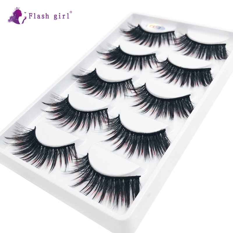 Flash girl E13 5pairs colorful mink eyelashes 16 styles beautiful comfort and long eyelashes