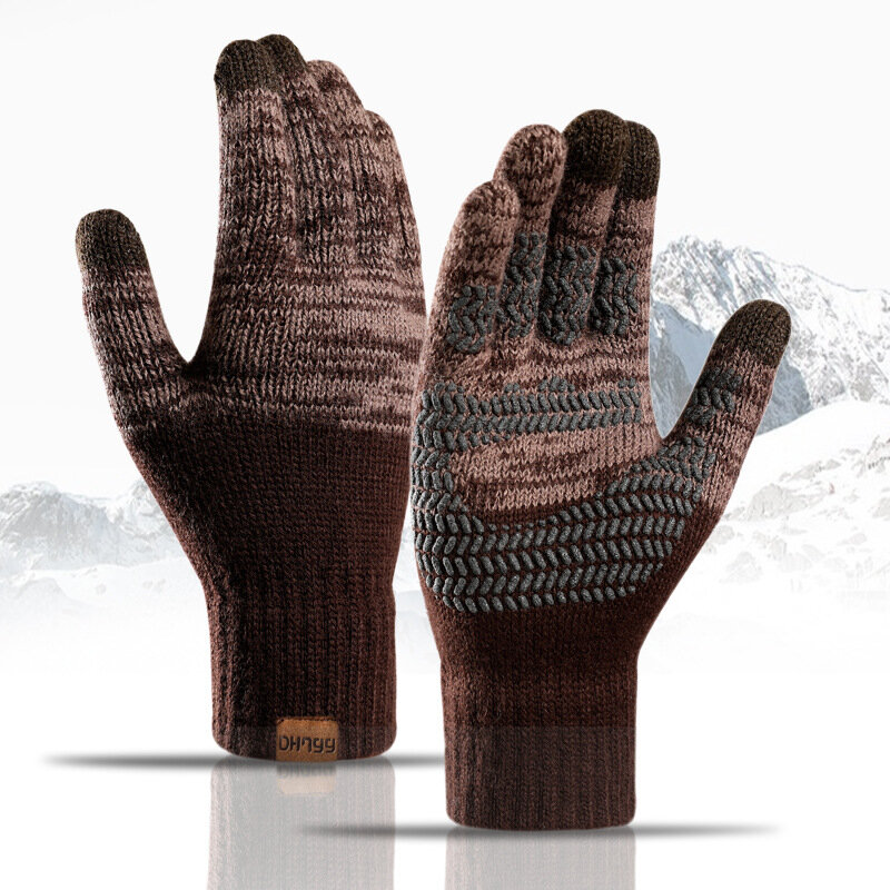 Luvas de tela sensível ao toque para lã de inverno luvas masculinas de malha feminino luvas quentes ao ar livre de condução à prova de frio luva guantes mitt
