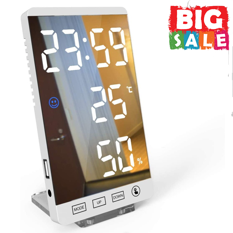 Часы светодиодные цифровые с большим экраном 6 дюймов, многофункциональные для спальни, дома и офиса, с будильником и дисплеем температуры и...