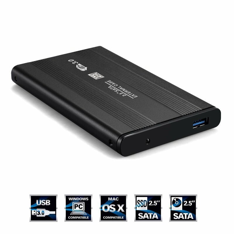 Boîte de disque dur externe SATA III à USB 3,0 5Gbps en aluminium, 2,5 pouces, support SSD, avec hot plug pour Windows, Mac