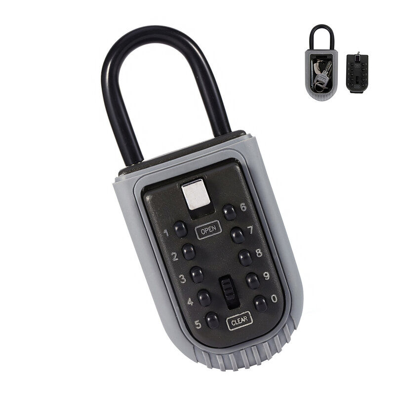 Caja de seguridad con llave de combinación de dígitos para exteriores, caja de seguridad con bloqueo de llave montada en la pared, duradera, de alta seguridad