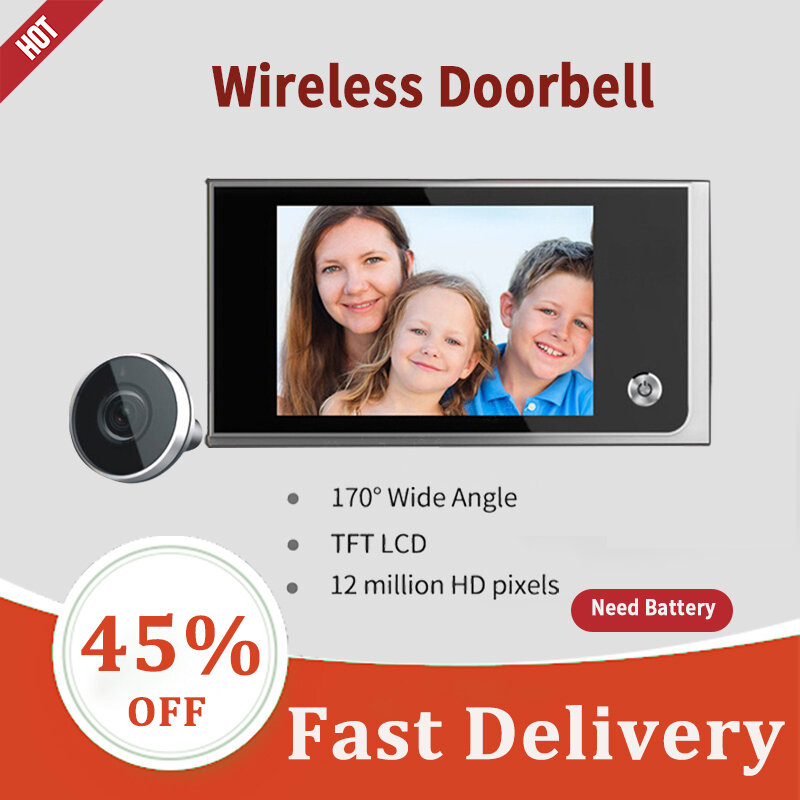 Video Deurbel Wifi Smart Home Visuele 3.5-Inch Kleurrijke Display Hd Nachtzicht Anti-Diefstal Deurbel Thuis draadloze Cat Eye