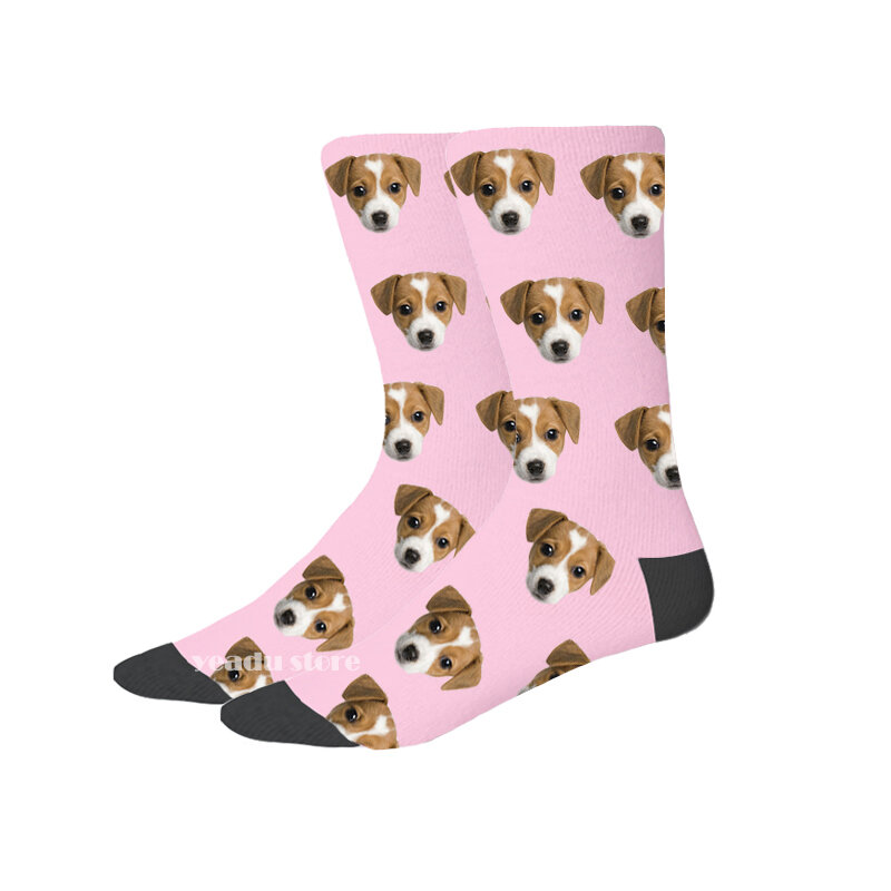 Calcetines coloridos personalizados para hombre y mujer, calcetín con estampado divertido para parejas, perro y gato, foto de tu cara personalizada, Unisex, para regalo, novedad