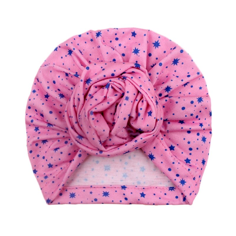 Soft Skin-friendly Baby Girls Turban Hat Fashion Print Knotted Infant Beanie Caps Newborn Headwear Birthday Gifts Photo Props