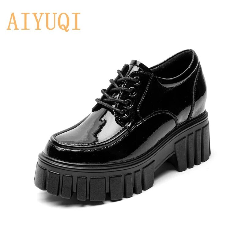 AIYUQI 여성 옥스포드 신발 봄 2021 새로운 정품 가죽 두꺼운 밑창 편안한 플랫폼 영국 스타일의 여성 신발