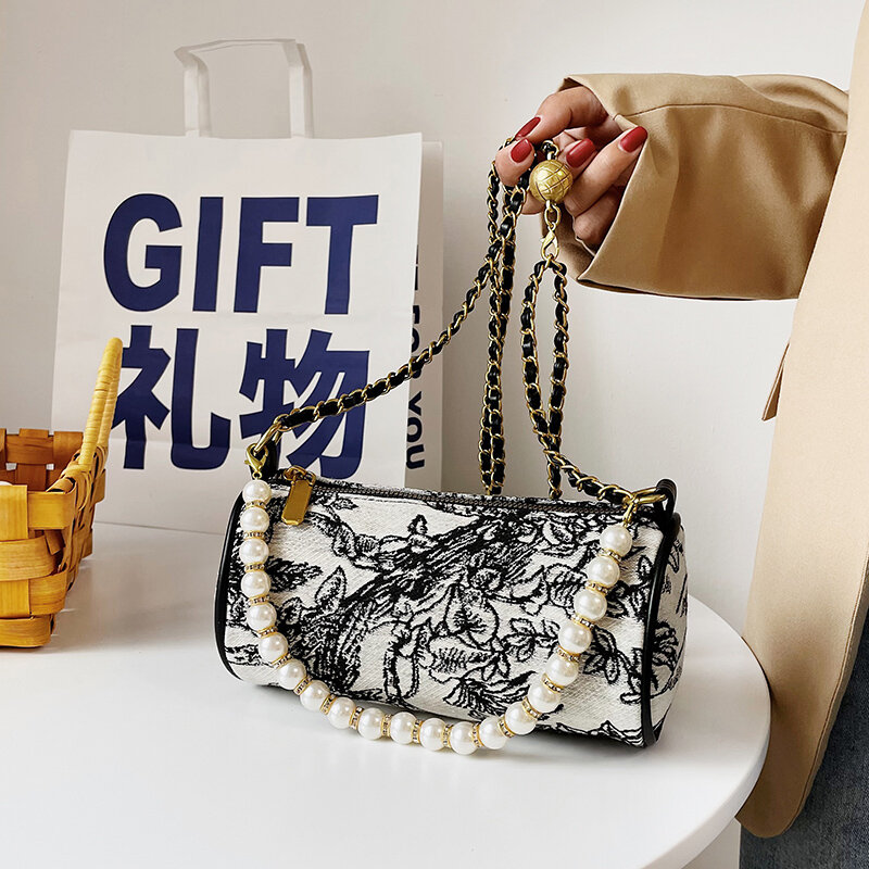 Летняя Роскошная текстурная индивидуальная Сумочка с жемчугом, новинка 2021, модная женская дизайнерская сумка-мессенджер через плечо