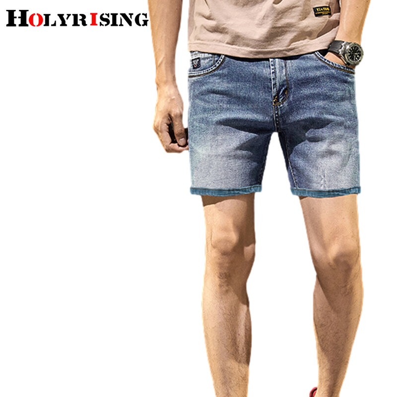 Pantalones cortos vaqueros elásticos finos para hombre, pantalones cortos de mezclilla de tres puntos, informales, de estilo coreano, de verano, 19576