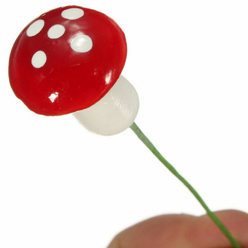 Mini cogumelo artificial de 2cm, decoração artesanal em resina para jardim de fadas em terrário