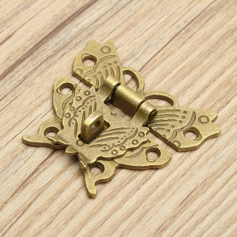 Retro Vintage Alloy Butterfly Latch Catch Wooden Jewelry Box Case Hasp Lock