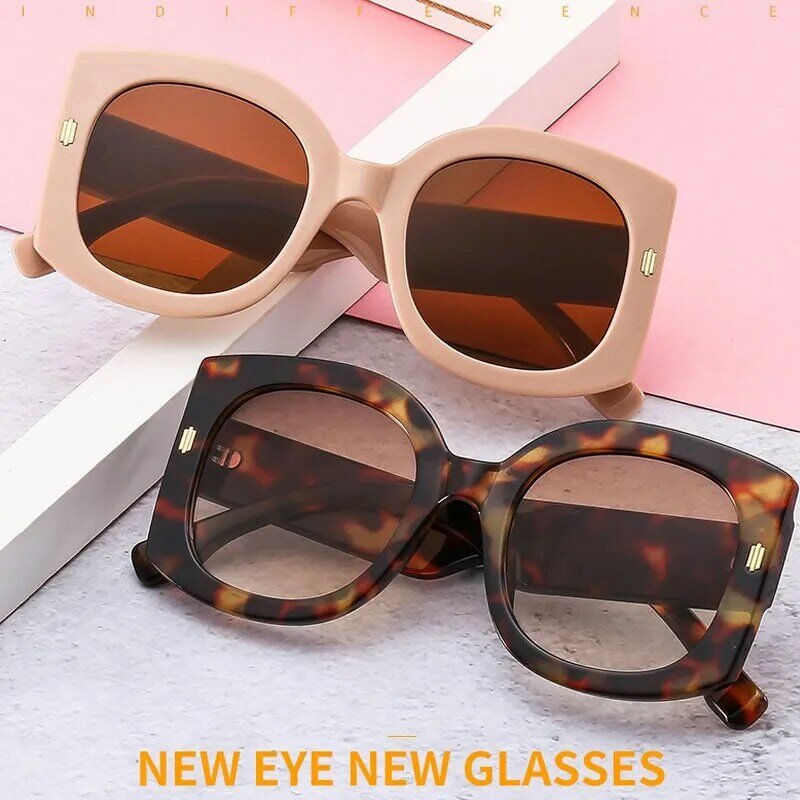 2021 nova moda grande quadro oval óculos de sol senhoras retro plana moderno leopard-print óculos de sombra óculos uv400