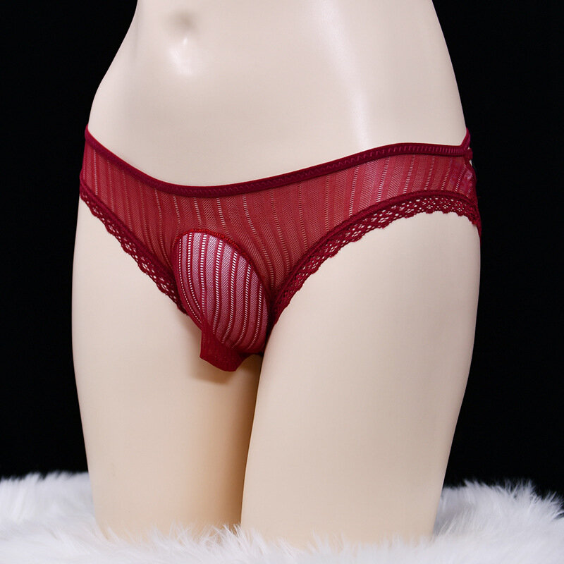 Cuecas sensuais de renda erótica masculina 2021, cueca fina stirp, lingerie transparente e suave, roupa íntima