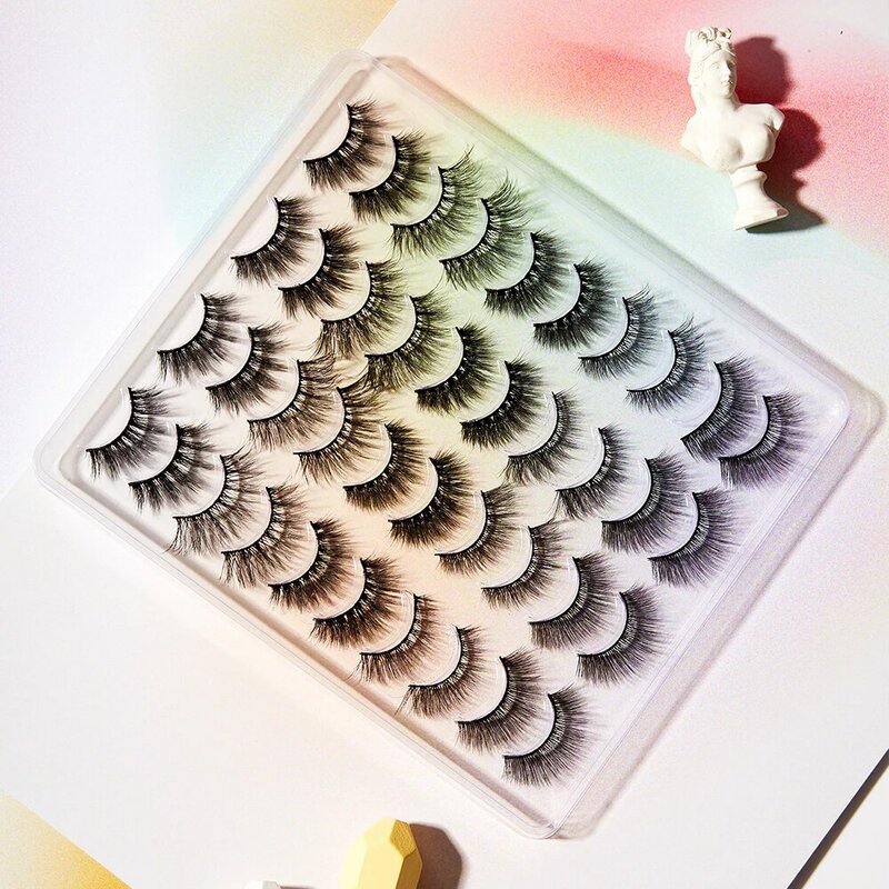 Soneed-pestañas postizas de visón 3D gruesas, maquillaje largo, Natural, para Cosplay, venta al por mayor, 20 pares