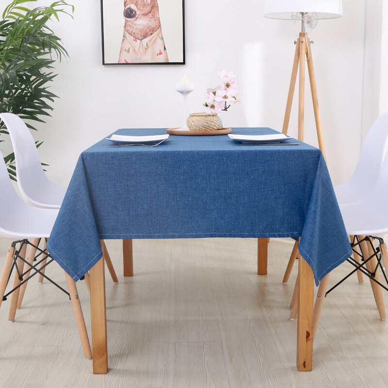 2021Modern cotton and linen plain rectangular solid color table cloth anti-scald and waterproof tablecloth fabric linen placemat