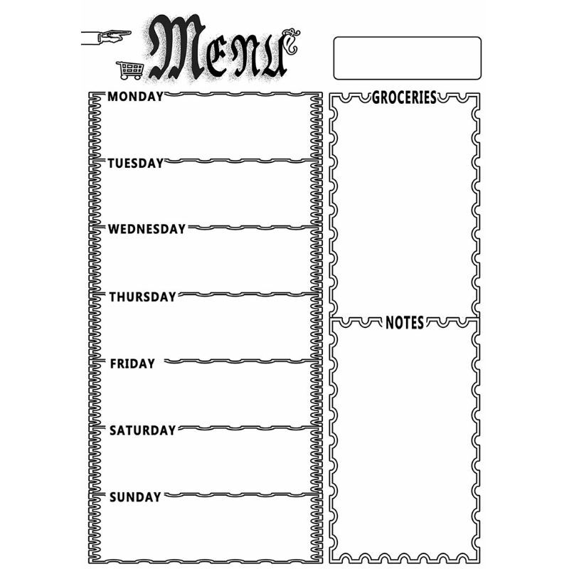 Refrigerador magnético quadro negro, menu semanal, planejador de refeição, lista de compras de compras