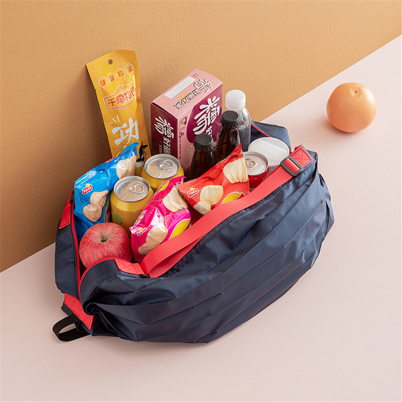 대형 접이식 슈퍼마켓 쇼핑 가방 여행 한 어깨 휴대용 두꺼운 손으로 운반 친환경 식료품 가방