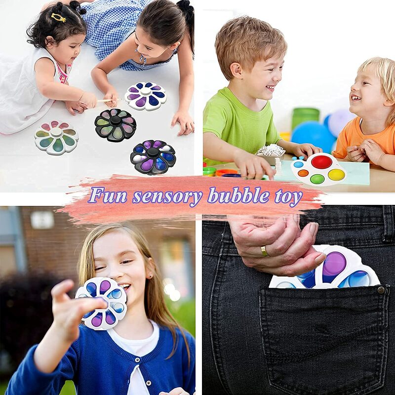 (5 Pak) Mainan Fidget Dimple Spinner Penghilang Stres dan Mainan Antikecemasan untuk Anak-anak dan Dewasa, Paket Mainan Fidget Spinner, Spinner Sederhana