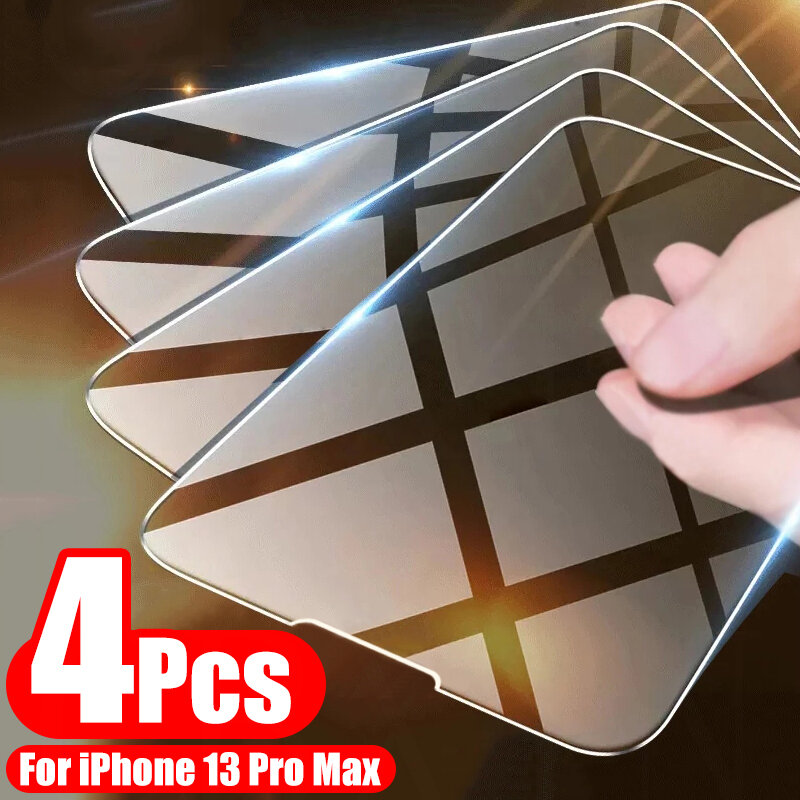 4 pezzi di vetro temperato protettivo a copertura totale per iPhone 11 12 13 pellicola salvaschermo per iPhone 11 12 13 Pro Max Mini pellicola di vetro