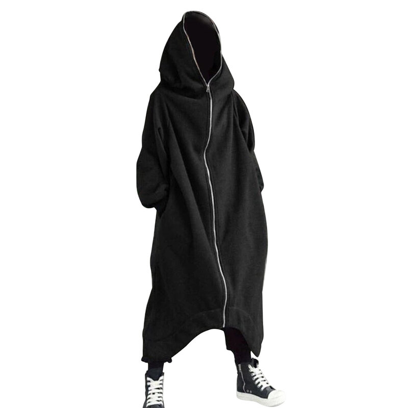 Nazgul-abrigo largo con capucha de manga larga para hombre y mujer, sudadera con forro polar y cierre de cremallera, NYZ Shop