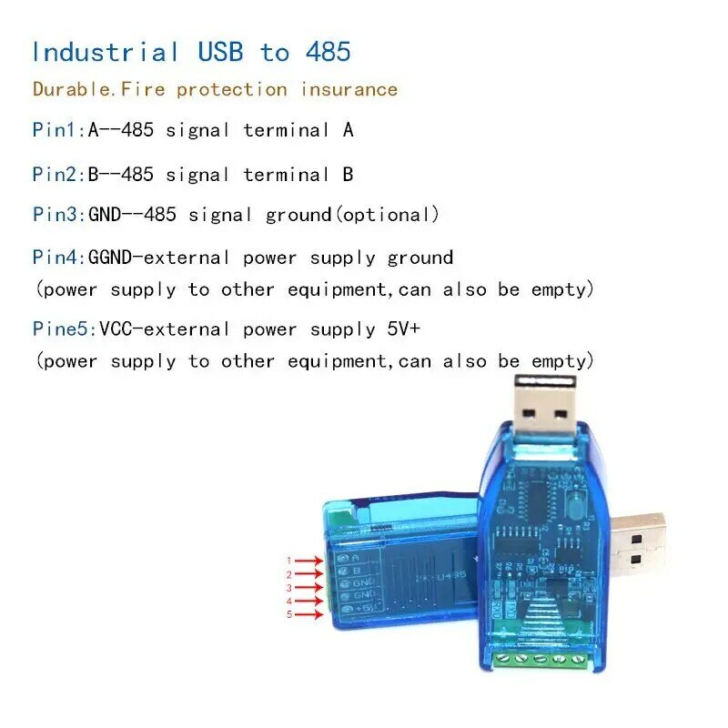 Convertidor Industrial USB A RS485, Protección mejorada de televisores, Compatibilidad de protección V2.0, módulo de placa de conector estándar RS-485 A