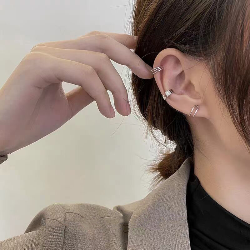 Boucles d'oreilles à Clip croisé Simple pour femmes et filles, 2 pièces, mode, perle cubique zircone, manchette d'oreille sans Piercing bijoux