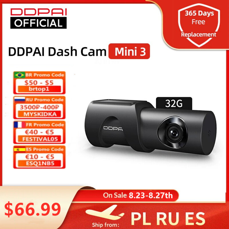 DDPAI Dash Cam Mini 3 1600P HD Dvr รถกล้อง Mini3ไดรฟ์อัตโนมัติวิดีโอ Recroder 2K Android wifi สมาร์ทที่จอดรถกล้อง