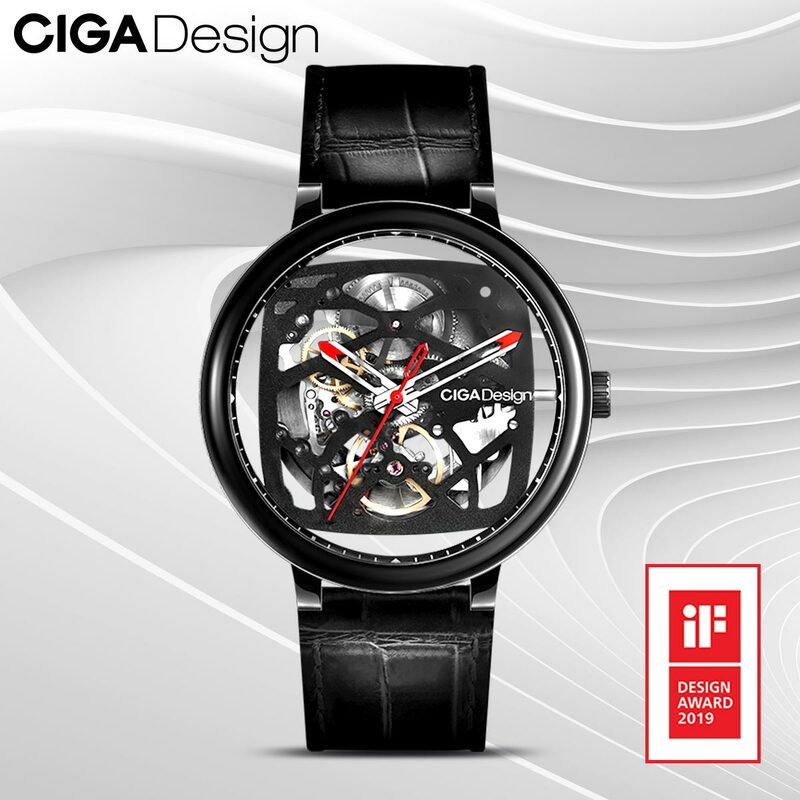 CIGA Design-ساعة ريترو ميكانيكية للرجال ، منحنية مزدوجة ، مجوفة ، أعمال
