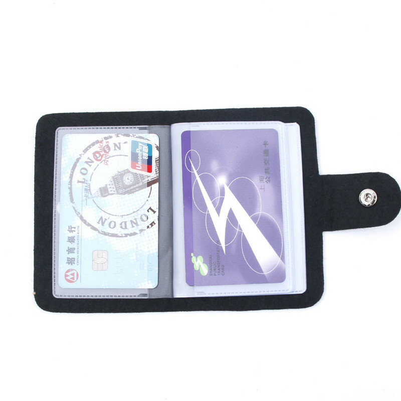 Hot Sale Durable 24 Slots Felt Business Card Holder Organizer Hasp Unisex Solid Color Bank Credit Card Holder Bag ID Cart Wallet