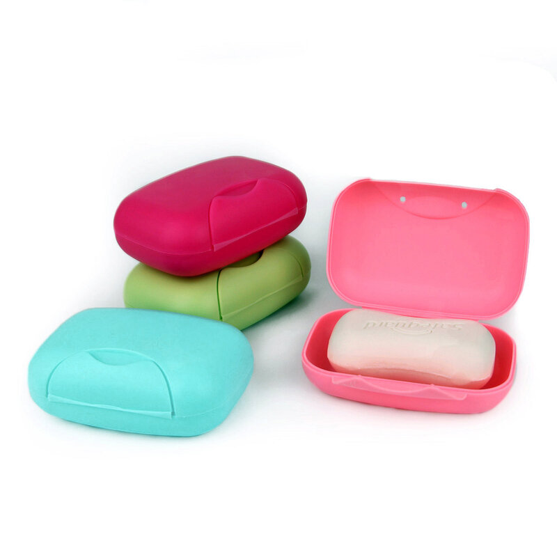 Caja de jabón de viaje hecha a mano, caja de jabón hermético impermeable con cubierta de caja de bloqueo, 4 colores