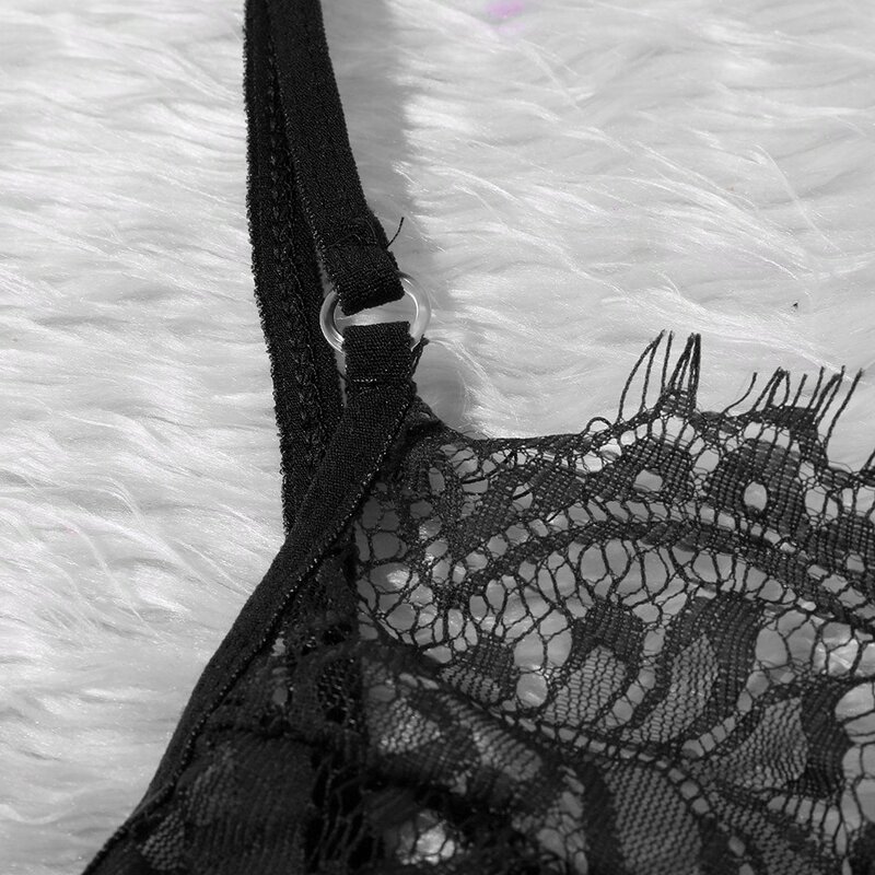 Lingerie transparente floral renda mulheres conjunto de roupa íntima, g-string conjunto sutiã sensual lingerie erótico push up sutiã conjuntos curtos
