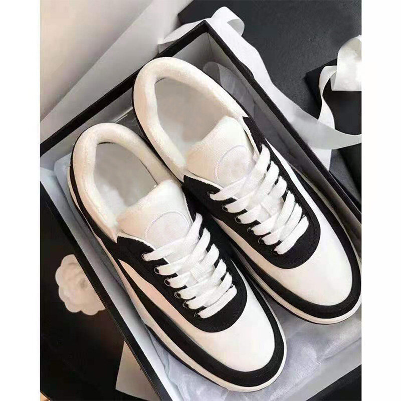 Sapatos de luxo panda grosso-sola sapatos casuais esportes 2021 novo preto e branco cor combinando placa sapatos lona plana sapatos brancos