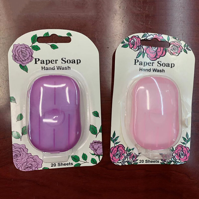 20 sztuk jednorazowe mydło papierowe przenośne pudełko do mycia rąk pachnące plastry arkusze 6*4cm kolor losowo