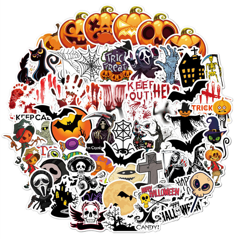 60 Buah Stiker Labu Halloween Stiker Grafiti Dekorasi Natal Stiker Tahan Air Koper Papan Luncur Casing Ponsel Laptop