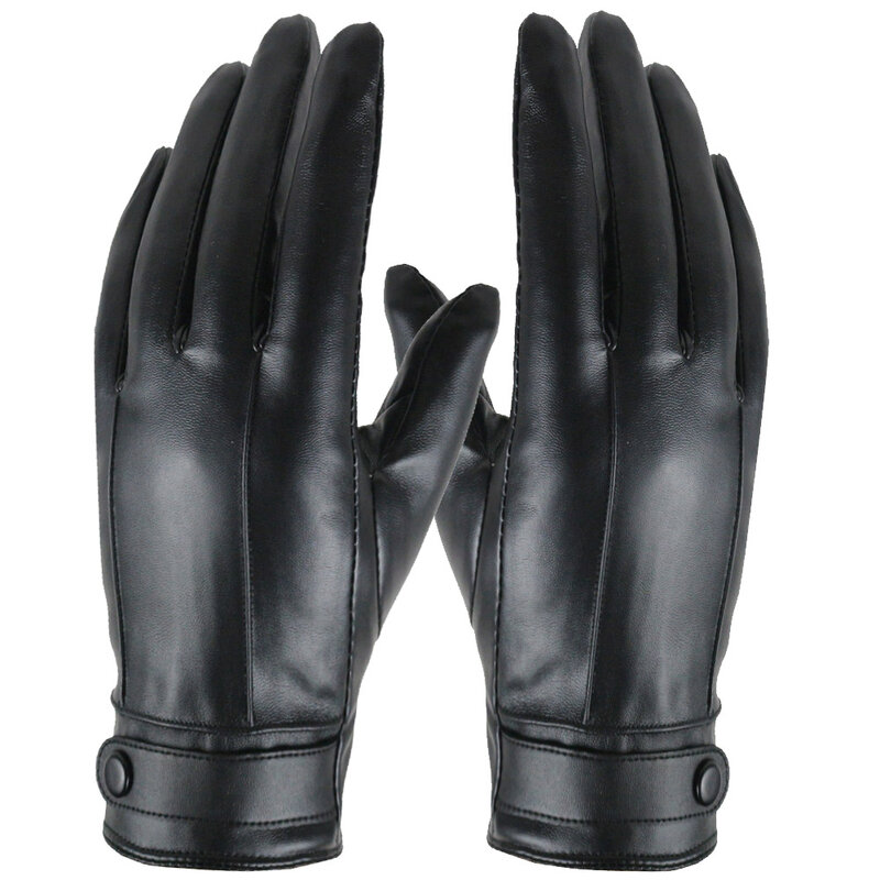 2020 Men Winter Faux Leather Motorcycle Full Finger Gloves Touch Screen Flexible Gloves Non-slip Windproof Hombres Fashion Luva