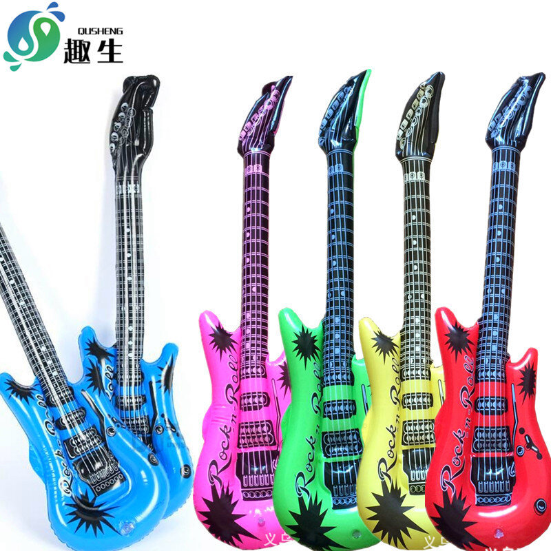 95cm Inflatable Guitar PVC Stage Props Children 's Simulation Inflatable Musical Instrument Explosion Inflatable Toys