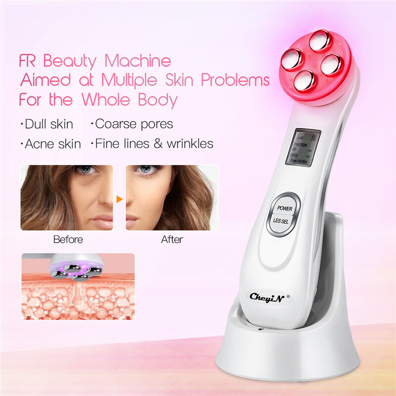Conjuntos Dispositivo de belleza Facial EMS Mesoterapia RF Radiofrecuencia + Depurador ultrasónico de Limpieza facial profunda + Masajeador adelgazante corporal por infrarrojos