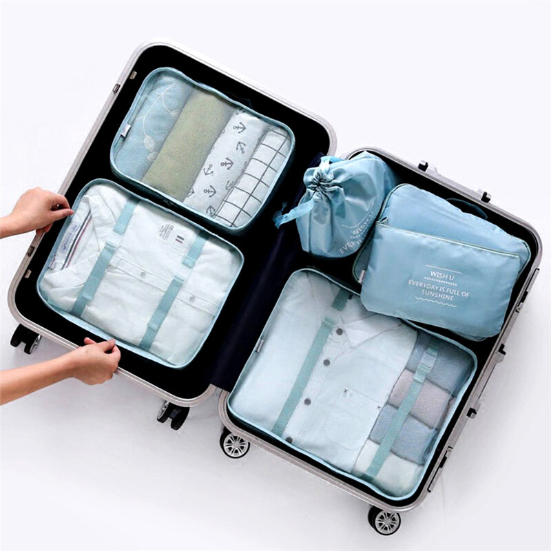 Frau Zip Taschen für reisen reise taschen organisatoren Frauen Reise Fällen Kleidung Lagerung Tasche 1 set 6-Stück Kosmetik unterwäsche