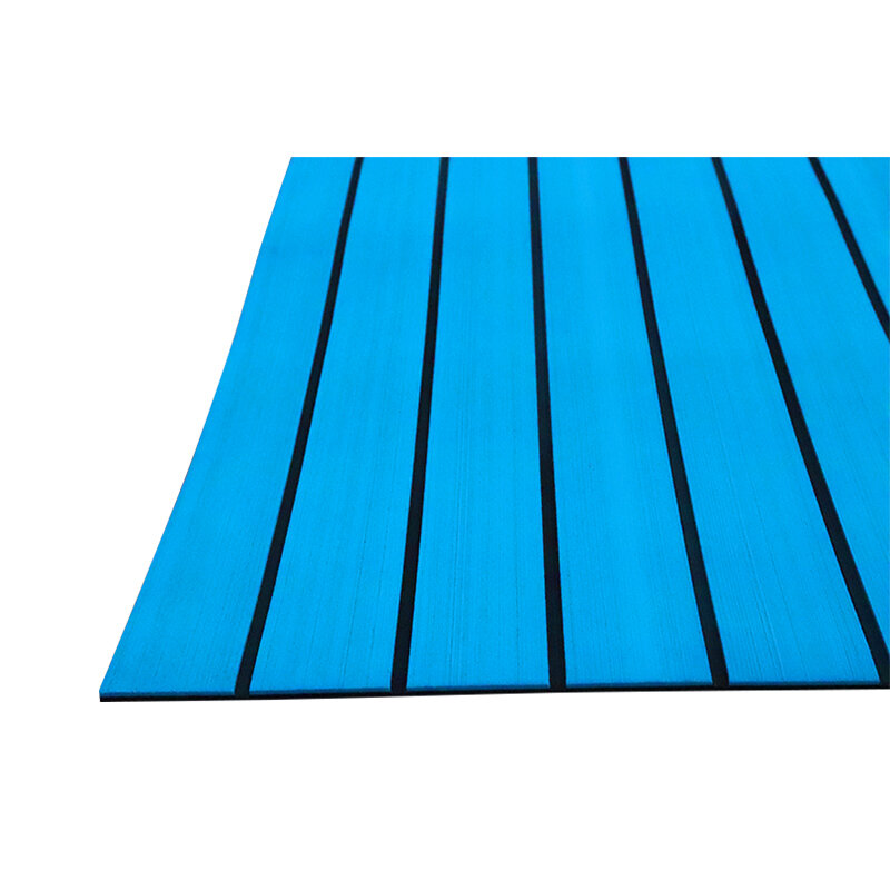 자동 접착 EVA 폼 해양 바닥재 보트, 240cm x 90cm, 요트 합성 티크 갑판 바닥, 파란색, 검정색 라인 보트